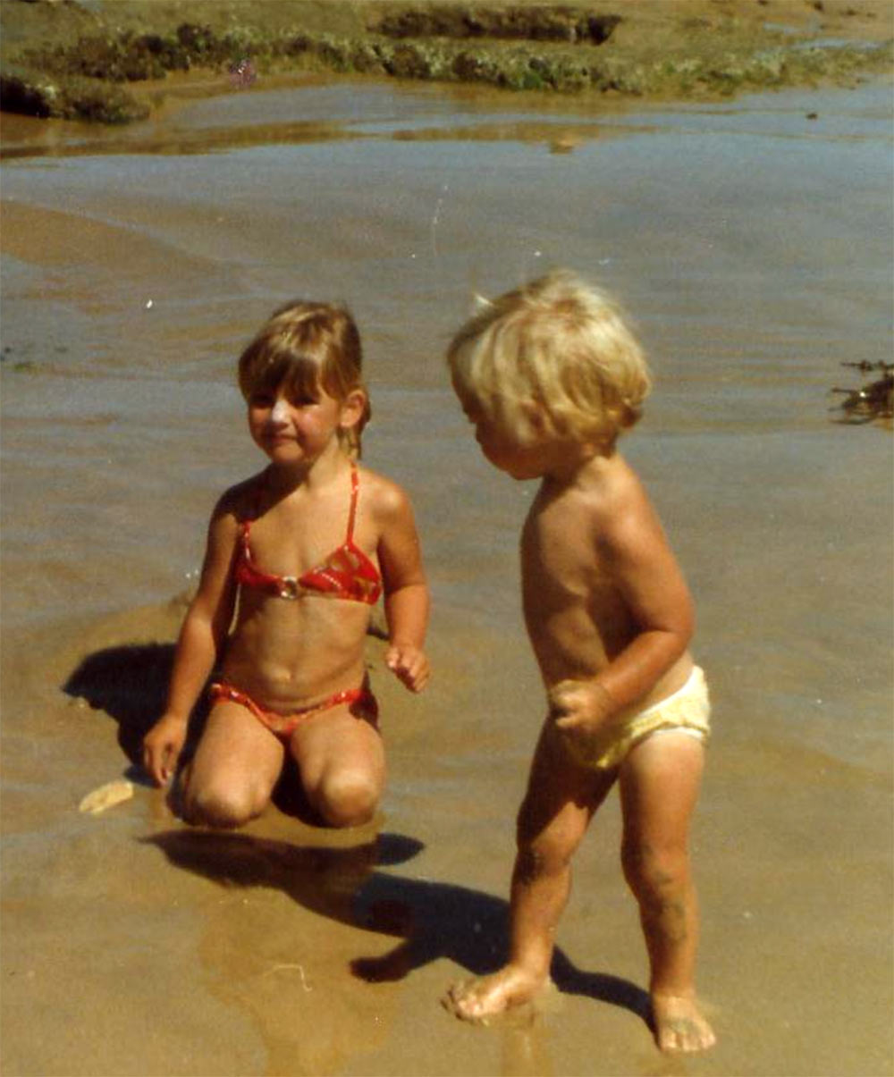 Lauren and her brother on the beach, Port Phillip Bay, Vic